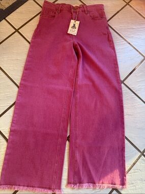 Easel Wide-Leg Stretch Jeans in Berry Pink